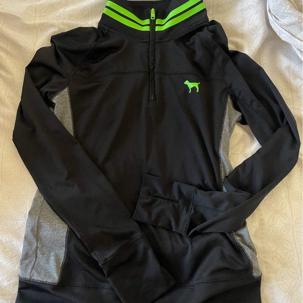 Pink Victoria’s Secret Athletic Black Half Zip